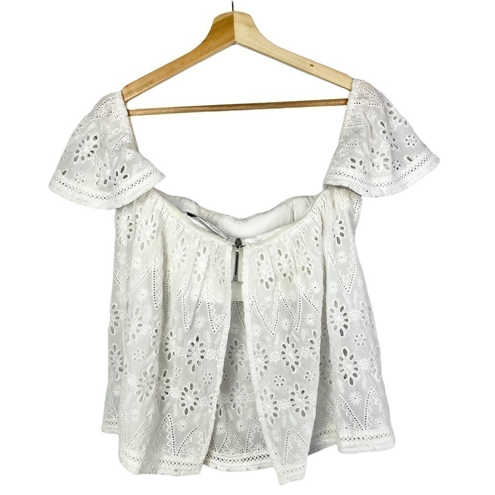 Lovers + Friends White Eyelet Lace Off Shoulder Blouse S - Picture 3 of 5